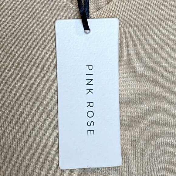 Pink Rose 2-Piece Vest/Pants Loungewear Knit Set Sz M Light Beige #107K - Picture 8 of 11